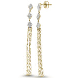 .19ct 14k Yellow Gold Diamond Drop Dangle Tassel Earrings