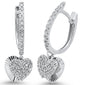 <span>DIAMOND  CLOSEOUT! </span> .36ct 14k White Gold Diamond Heart Dangle Earrings