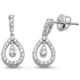 .48ct 14k White Gold Tear Drop Dangle Diamond Earrings