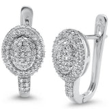 .95ct 14k White Gold Oval Diamond Lever Back Earrings