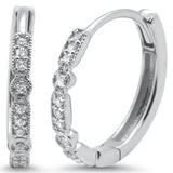 <span>DIAMOND CLOSEOUT! </span>.11ct 14k White Gold Hoop Huggie Hoop Huggie Diamond Earrings