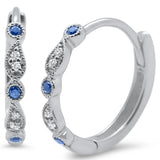.13ct 14k White Gold Diamond & Blue Sapphire Earringss