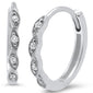 .09ct 14k White Gold Diamond Hoop Huggie Earrings