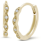.08ct 14k Yellow Gold Diamond Hoop Huggie Earrings