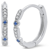 .11ct 14k White Gold Diamond & Blue Sapphire Earrings