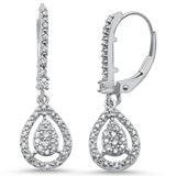 .41ct 14k White Gold Pear Tear Drop Dangle Diamond Earrings