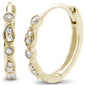 .14ct G SI 14k Yellow Gold Antique Style Hoop Huggie Diamond Earrings
