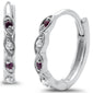 <span>GEMSTONE CLOSEOUT </span>! .09ct G SI 14k White Gold Hoop Huggie Ruby &  Diamond Earrings