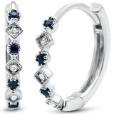 <span>¡LIQUIDACIÓN DE DIAMANTES! </span><span>¡LIQUIDACIÓN DE PIEDRAS PRECIOSAS! </span>Pendientes Antiguos de Aro Huggie de Zafiro Azul y Diamantes de Oro Blanco de 14k de .16ct G SI