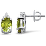 <span>GEMSTONE CLOSEOUT </span>! 2.39cts 10k White Gold Oval Olive & Diamond Earrings