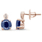 <span>GEMSTONE CLOSEOUT </span>! 1.58ct 10K Rose Gold Round Blue Sapphire & Diamond Earrings