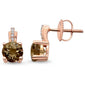 <span>GEMSTONE CLOSEOUT </span>! 1.45ct 10K Rose Gold Round Smoky Topaz & Diamond Earrings