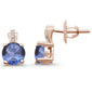 <span>GEMSTONE CLOSEOUT </span>! .94ct 10K Rose Gold Round Tanzanite & Diamond Earrings