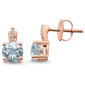 <span>GEMSTONE CLOSEOUT </span>! 1.03ct 10k Rose Gold Aquamarine & Diamond Drop Stud Earrings