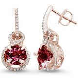 5.46ct 10K Rose Gold Rhodiolite & Diamond Drop Earrings