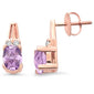 <span>GEMSTONE CLOSEOUT </span>! 1.38cts 10k Rose Gold Oval Pink Amethyst & Diamond Earrings