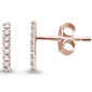 <span>DIAMOND  CLOSEOUT! </span>.11ct 14kt Rose Gold Diamond Line Modern Earrings