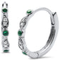 <span>GEMSTONE CLOSEOUT </span>! .28ct 14k White Gold Emerald & Diamond Hoop Antique Earrings