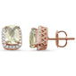 <span>GEMSTONE CLOSEOUT </span>! 2.2ct 10k Rose Gold Cushion Green Amethyst & Diamond Earrings