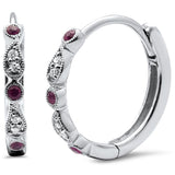<span>CIERRE DE EXISTENCIAS DE PIEDRAS PRECIOSAS</span>! Pendientes de aro antiguos de rubí y diamantes de oro blanco de 14k con 0,31ct
