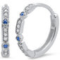 <span>GEMSTONE CLOSEOUT </span>! .21ct 14k White Gold Blue Sapphire & Diamond Hoop Antique Earrings