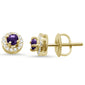 <span>GEMSTONE CLOSEOUT </span>! .43ct 10k Yellow Gold Round Amethyst & Diamond Earrings