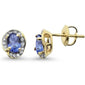<span>GEMSTONE CLOSEOUT </span>! 1.50ct 10k Yellow Gold Oval Tanzanite & Diamond Earrings