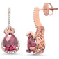 <span>GEMSTONE CLOSEOUT! </span> 3.98cts 10k Rose Gold Pear Rhodolite & Diamond Earrings