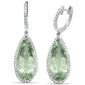 <span>GEMSTONE CLOSEOUT! </span> 15.16cts 10k White Gold Pear Shape Green Amethyst & Diamond Earrings