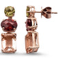 <span>GEMSTONE CLOSEOUT! </span> 8.42ct 10k Rose Gold Oval Garnet, Morganite, Olive & Diamond Earrings
