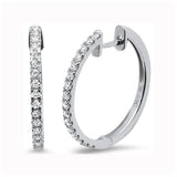 <span>DIAMOND CLOSEOUT! </span> .26ct 14k White Gold Hoop Huggie Diamond Earrings