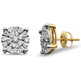 <span>DIAMOND  CLOSEOUT! </span>.99ct F SI 10K Yellow Gold Micro Pave Diamond Stud Earrings