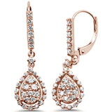 <span>DIAMOND CLOSEOUT! </span>.93ct 14k Rose Gold Diamond Tear Drop Dangle Earrings
