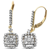 1.01ct 10K Yellow Gold Micro Pave Drop Dangle Diamond Earrings