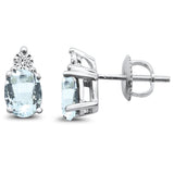 <span>GEMSTONE CLOSEOUT </span>! 1.31ct 10k White Gold Aquamarine & Diamond Earring