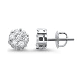 <span>DIAMOND  CLOSEOUT! </span>.76ct 14k White Gold Round Diamond Cluster Stud Earrings