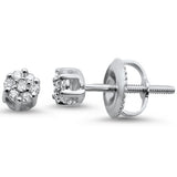 .10ct 14KT White Gold Flower Diamond Stud Earrings