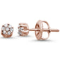 .11ct 14KT Rose Gold Flower Round Solitaire Cluster Diamond Earrings