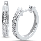 <span>DIAMOND CLOSEOUT! </span> .15ct 10k White Gold Hoop Huggie Diamond Earrings