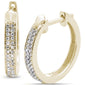 .16cts 10k Yellow Gold Hoop Huggie Micro Pave Round Diamond Earrings