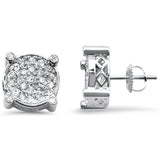 1.11cts 10k White gold Round Micro Pave Diamond Stud Earrings