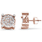 <span style="color:purple">SPECIAL!</span>1.13cts 10k Rose Gold Round Micro Pave Diamond Stud Earrings