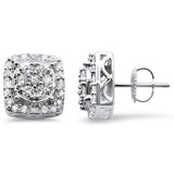 <span>DIAMOND CLOSEOUT! </span>1.05cts 10k White gold Square Micro Pave Diamond Stud Earrings