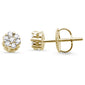 .20cts 14k Yellow Gold Round Flower Micro Pave Diamond Stud Earrings