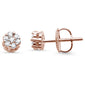 .23cts 14k Rose Gold Round Flower Micro Pave Diamond Stud Earrings