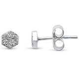 <span>DIAMOND CLOSEOUT! </span>.08ct 14kt White Gold Hexagon Trendy Diamond Stud Earrings