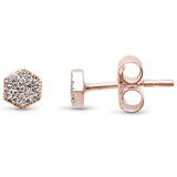 <span>DIAMOND CLOSEOUT! </span>.07ct 14kt Rose Gold Hexagon Trendy Diamond Stud Earrings