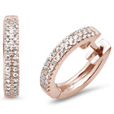 <span>DIAMOND CLOSEOUT! </span>.13ct 14kt Rose Gold Trendy Diamond Hoop Huggie Earrings