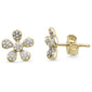 .17ct 14kt Yellow Gold Cute! Trendy Flower Diamond Stud Earrings