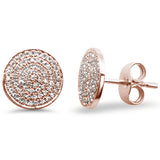 <span>¡LIQUIDACIÓN DE DIAMANTES! </span> Pendientes de disco de oro rosa de 14 kt con micro pavé de diamantes de 0,26 ct